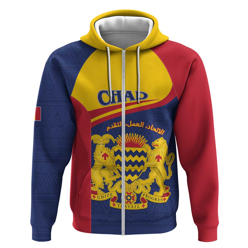 Personalised Chad Hoodie Coat Of Arms - African Pattern