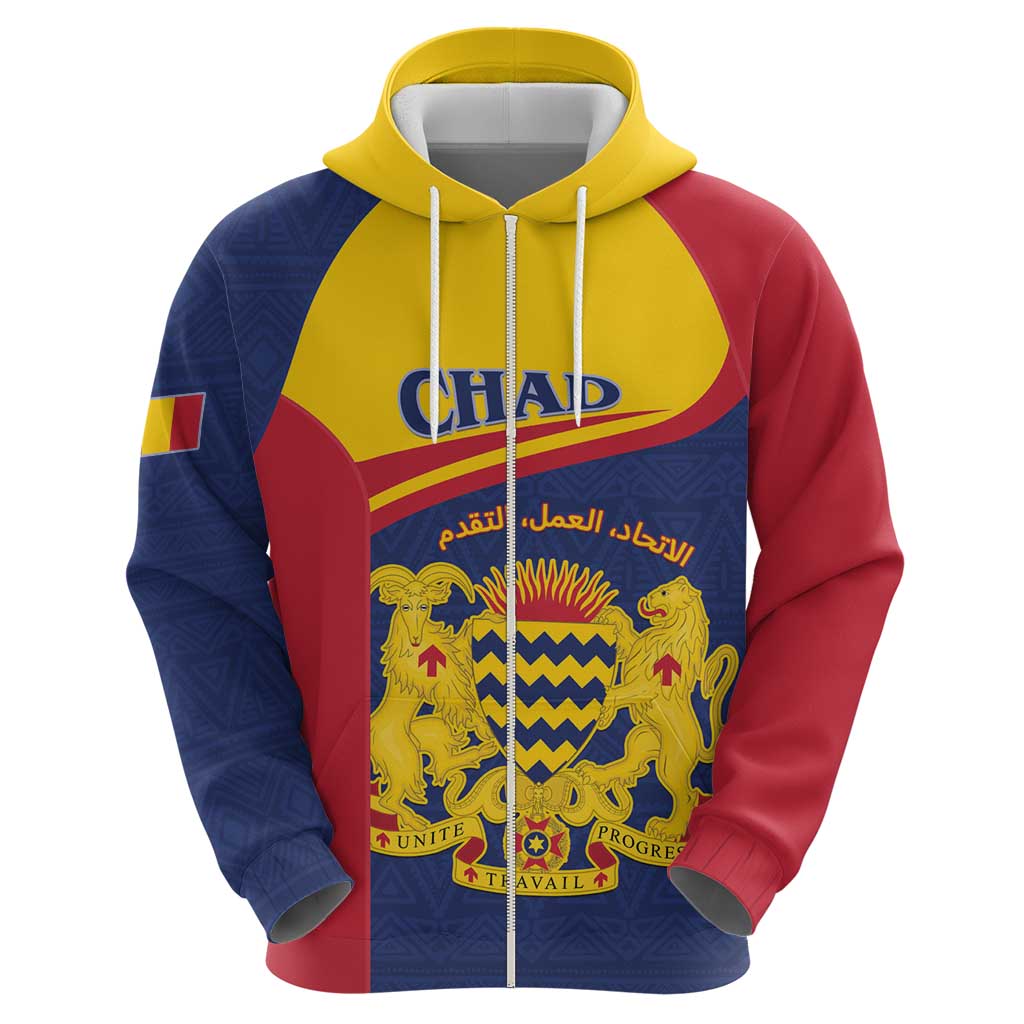 Personalised Chad Hoodie Coat Of Arms - African Pattern
