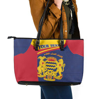 Personalised Chad Leather Tote Bag Coat Of Arms - African Pattern