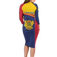 Personalised Chad Long Sleeve Bodycon Dress Coat Of Arms - African Pattern