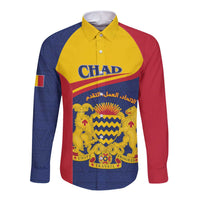 Personalised Chad Long Sleeve Button Shirt Coat Of Arms - African Pattern