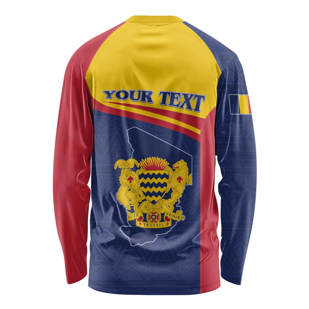 Personalised Chad Long Sleeve Shirt Coat Of Arms - African Pattern