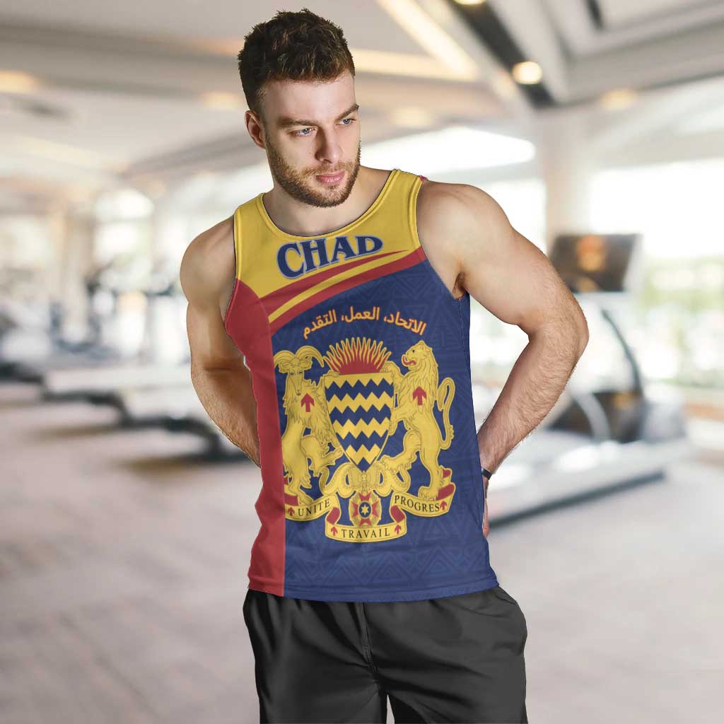Personalised Chad Men Tank Top Coat Of Arms - African Pattern