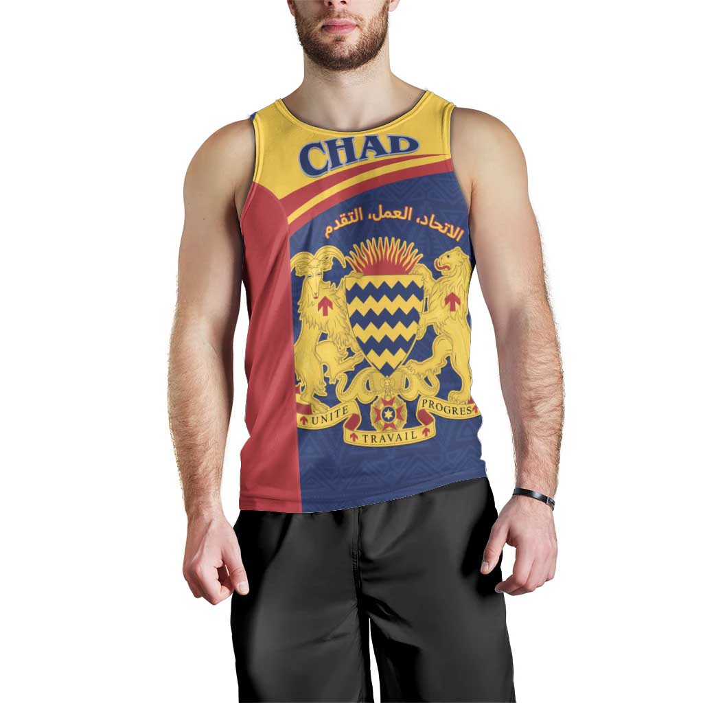 Personalised Chad Men Tank Top Coat Of Arms - African Pattern