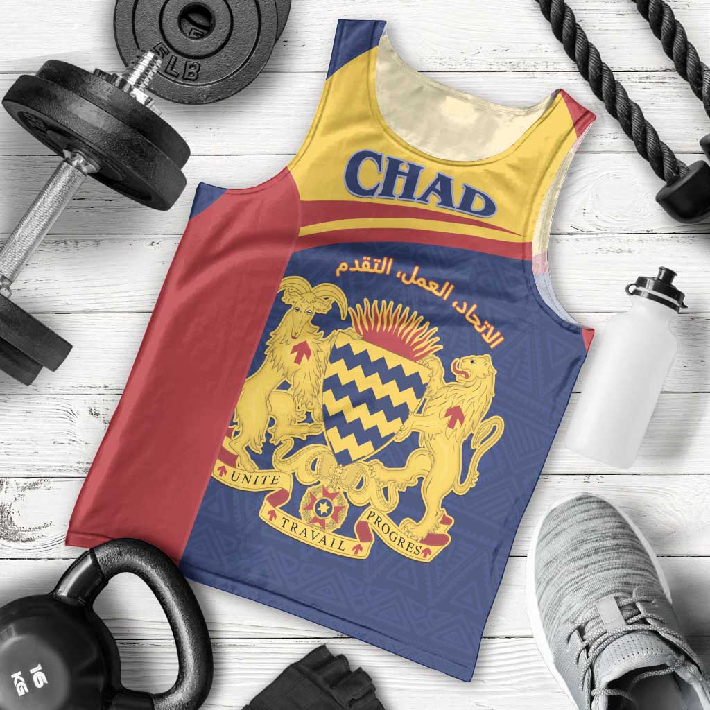 Personalised Chad Men Tank Top Coat Of Arms - African Pattern