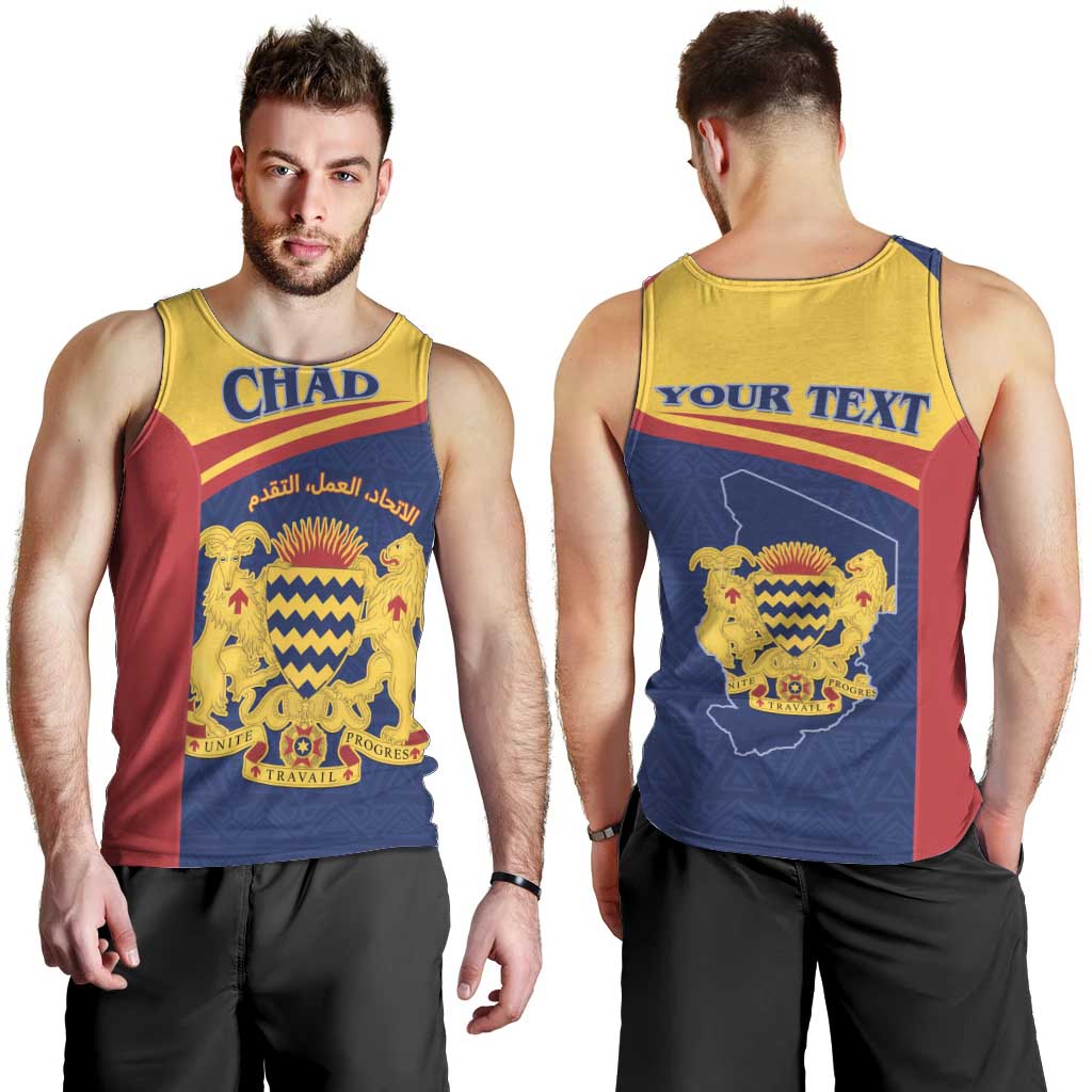 Personalised Chad Men Tank Top Coat Of Arms - African Pattern