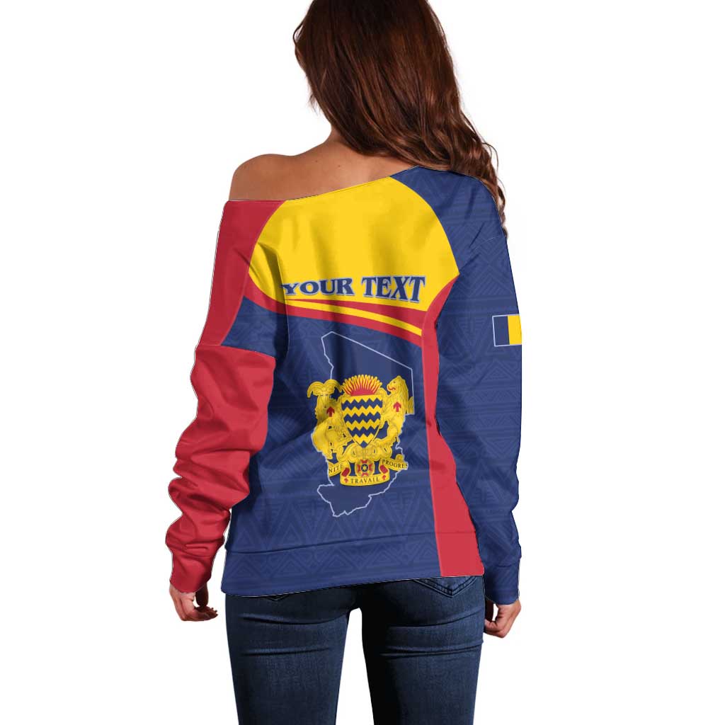 Personalised Chad Off Shoulder Sweater Coat Of Arms - African Pattern