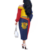 Personalised Chad Off The Shoulder Long Sleeve Dress Coat Of Arms - African Pattern