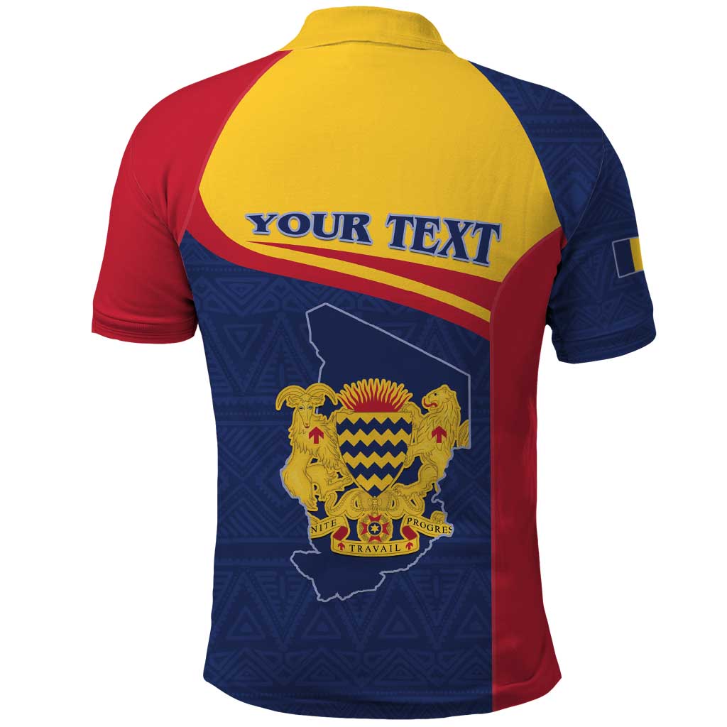 Personalised Chad Polo Shirt Coat Of Arms - African Pattern
