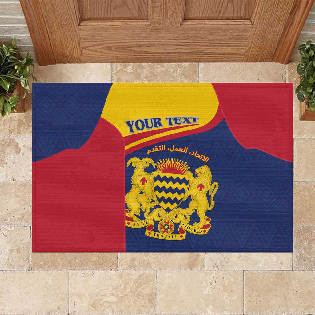 Personalised Chad Rubber Doormat Coat Of Arms - African Pattern