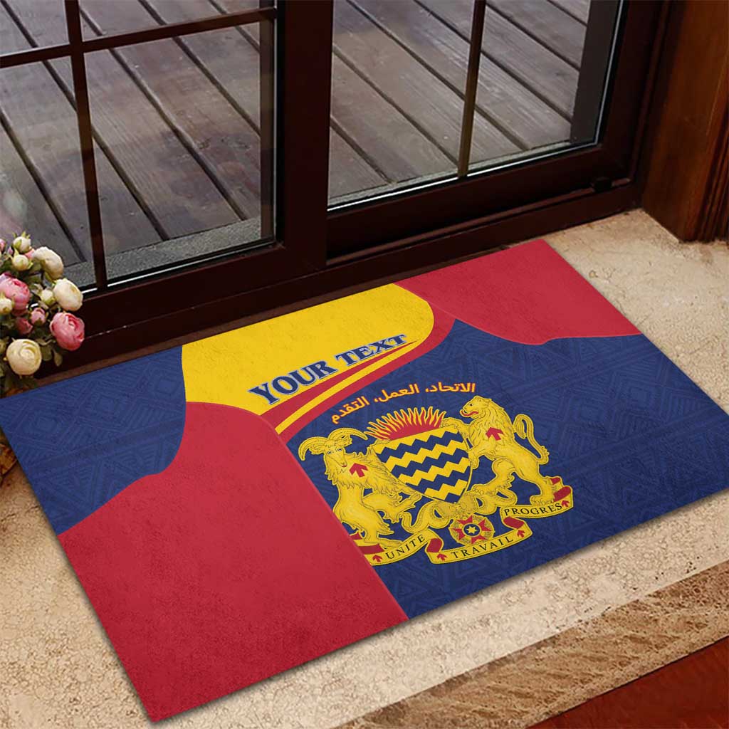 Personalised Chad Rubber Doormat Coat Of Arms - African Pattern