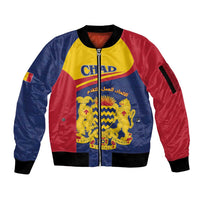 Personalised Chad Sleeve Zip Bomber Jacket Coat Of Arms - African Pattern