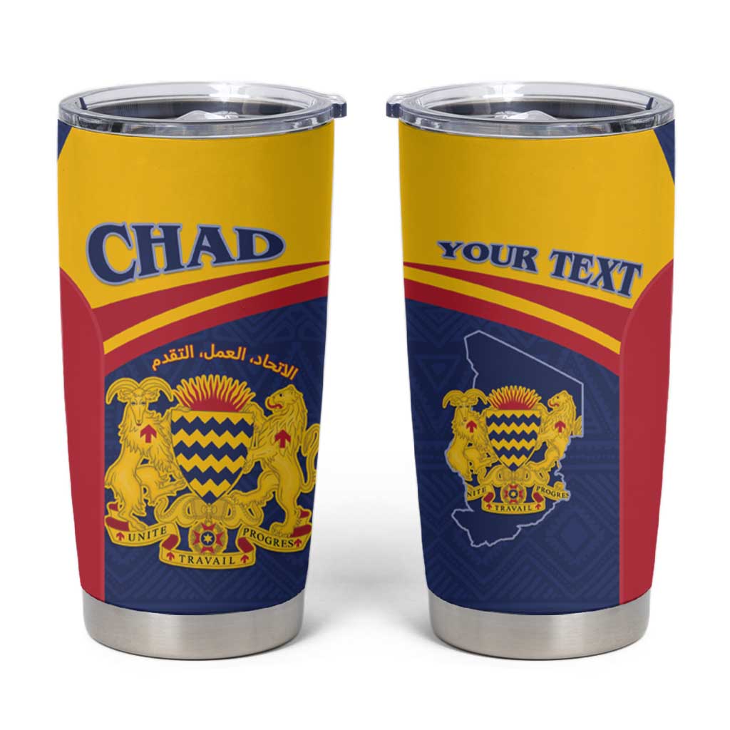 Personalised Chad Tumbler Cup Coat Of Arms - African Pattern