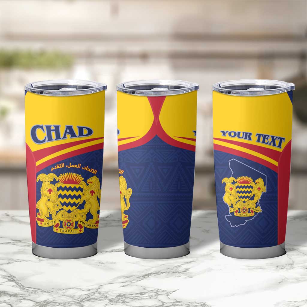 Personalised Chad Tumbler Cup Coat Of Arms - African Pattern