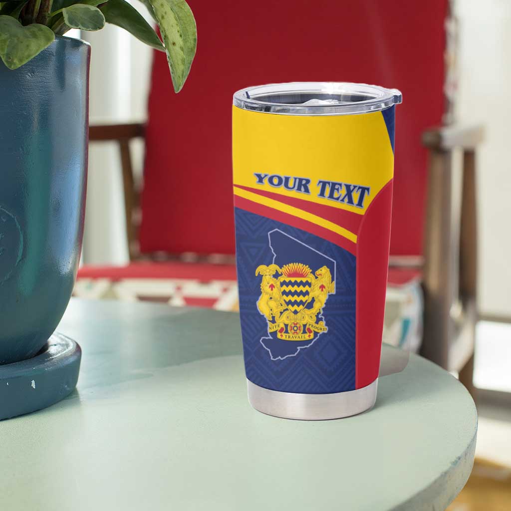 Personalised Chad Tumbler Cup Coat Of Arms - African Pattern