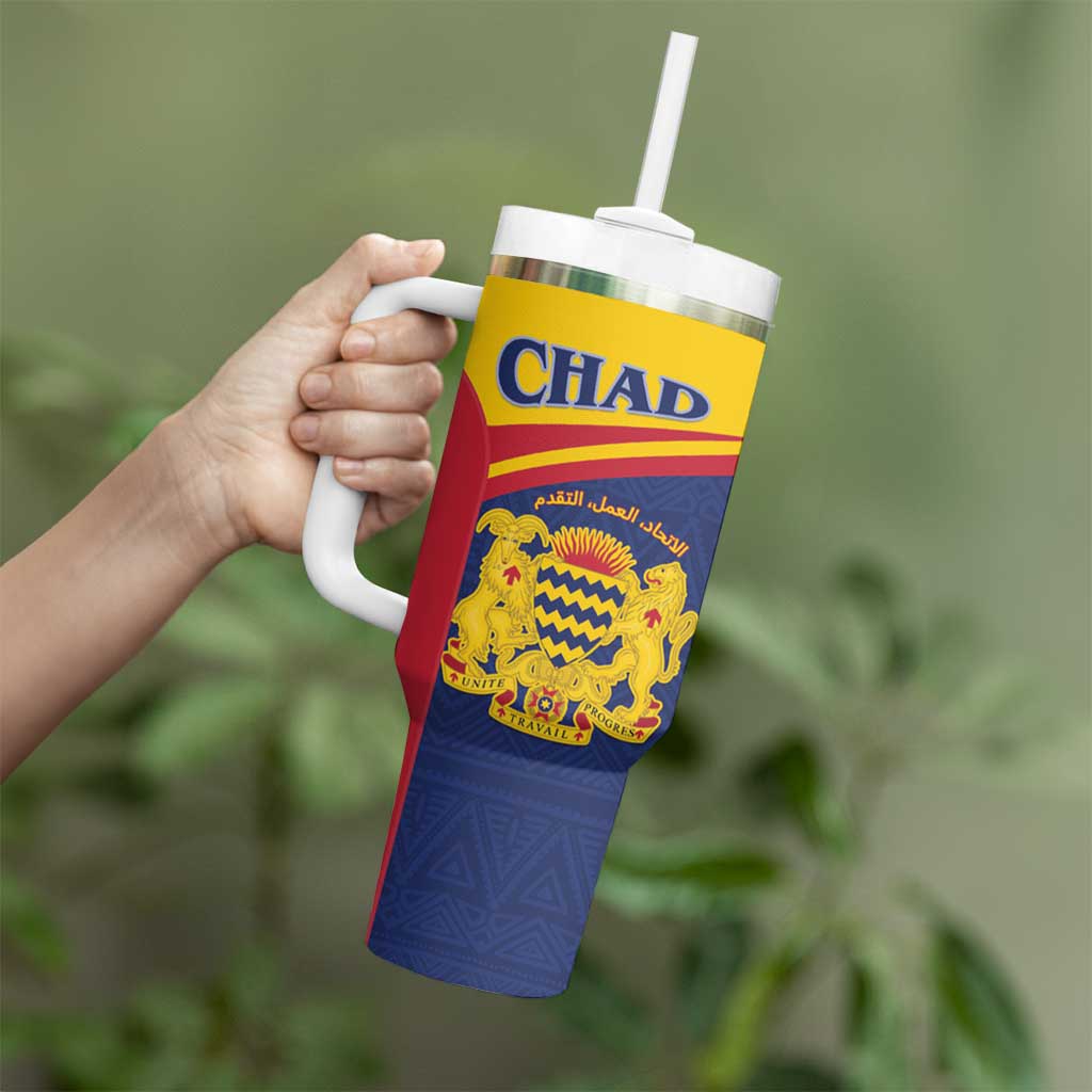 Personalised Chad Tumbler With Handle Coat Of Arms - African Pattern
