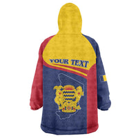 Personalised Chad Wearable Blanket Hoodie Coat Of Arms - African Pattern