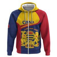 Personalised Chad Zip Hoodie Coat Of Arms - African Pattern