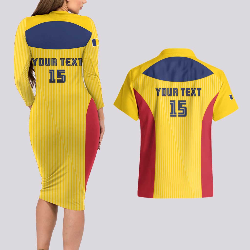 Custom Chad Football Couples Matching Long Sleeve Bodycon Dress and Hawaiian Shirt Allez Les Sao