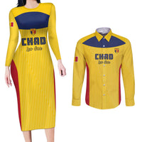 Custom Chad Football Couples Matching Long Sleeve Bodycon Dress and Long Sleeve Button Shirt Allez Les Sao