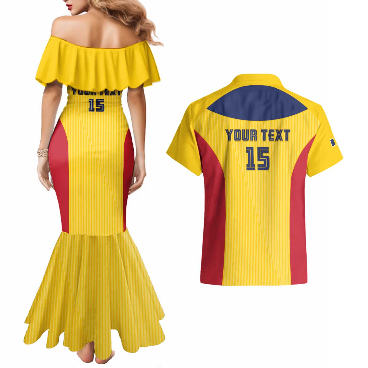 Custom Chad Football Couples Matching Mermaid Dress and Hawaiian Shirt Allez Les Sao