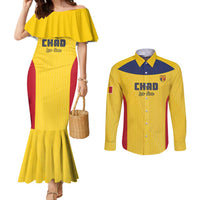 Custom Chad Football Couples Matching Mermaid Dress and Long Sleeve Button Shirt Allez Les Sao
