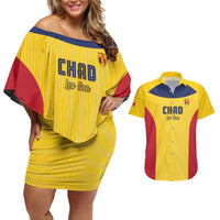 Custom Chad Football Couples Matching Off Shoulder Short Dress and Hawaiian Shirt Allez Les Sao