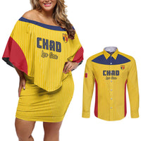 Custom Chad Football Couples Matching Off Shoulder Short Dress and Long Sleeve Button Shirt Allez Les Sao