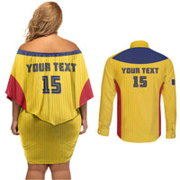 Custom Chad Football Couples Matching Off Shoulder Short Dress and Long Sleeve Button Shirt Allez Les Sao