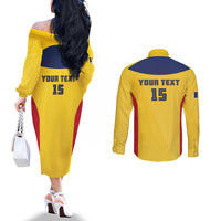 Custom Chad Football Couples Matching Off The Shoulder Long Sleeve Dress and Long Sleeve Button Shirt Allez Les Sao