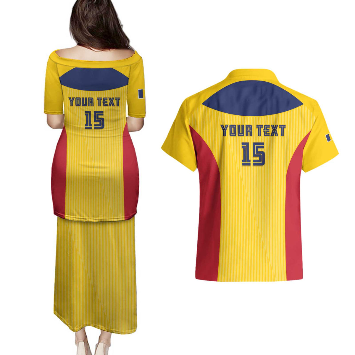 Custom Chad Football Couples Matching Puletasi and Hawaiian Shirt Allez Les Sao