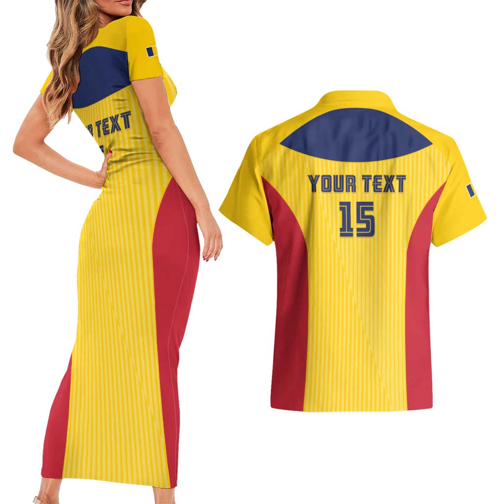 Custom Chad Football Couples Matching Short Sleeve Bodycon Dress and Hawaiian Shirt Allez Les Sao