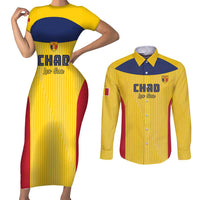 Custom Chad Football Couples Matching Short Sleeve Bodycon Dress and Long Sleeve Button Shirt Allez Les Sao