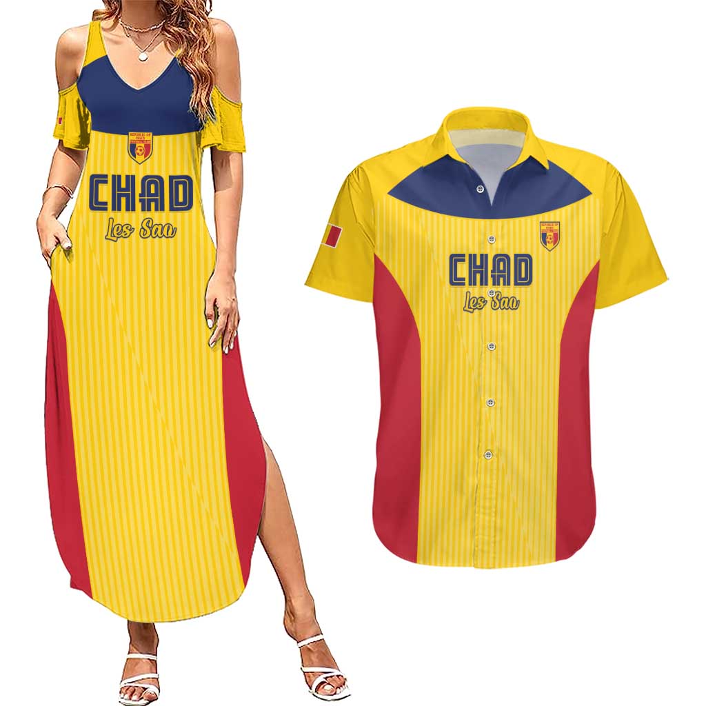 Custom Chad Football Couples Matching Summer Maxi Dress and Hawaiian Shirt Allez Les Sao