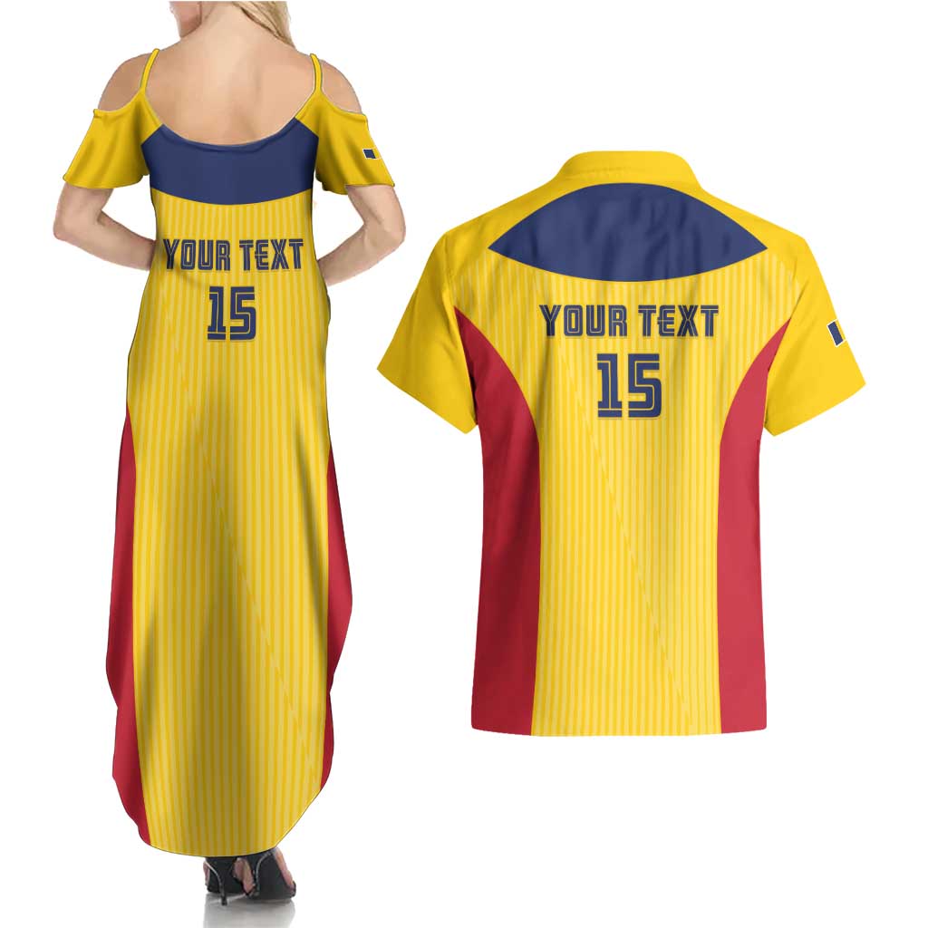 Custom Chad Football Couples Matching Summer Maxi Dress and Hawaiian Shirt Allez Les Sao