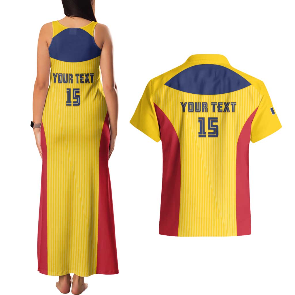 Custom Chad Football Couples Matching Tank Maxi Dress and Hawaiian Shirt Allez Les Sao