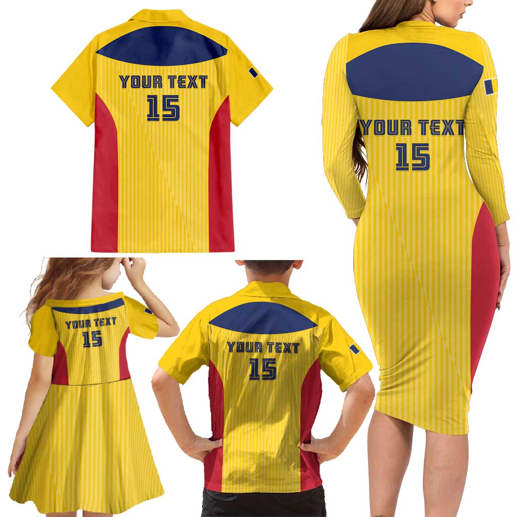 Custom Chad Football Family Matching Long Sleeve Bodycon Dress and Hawaiian Shirt Allez Les Sao