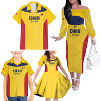 Custom Chad Football Family Matching Off The Shoulder Long Sleeve Dress and Hawaiian Shirt Allez Les Sao