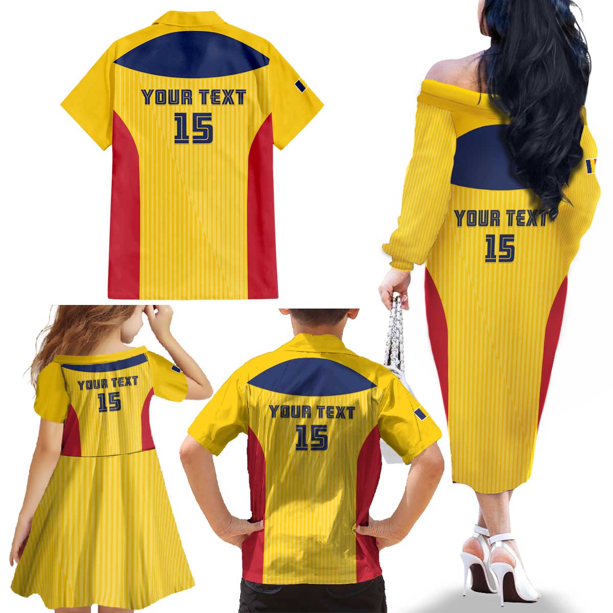 Custom Chad Football Family Matching Off The Shoulder Long Sleeve Dress and Hawaiian Shirt Allez Les Sao