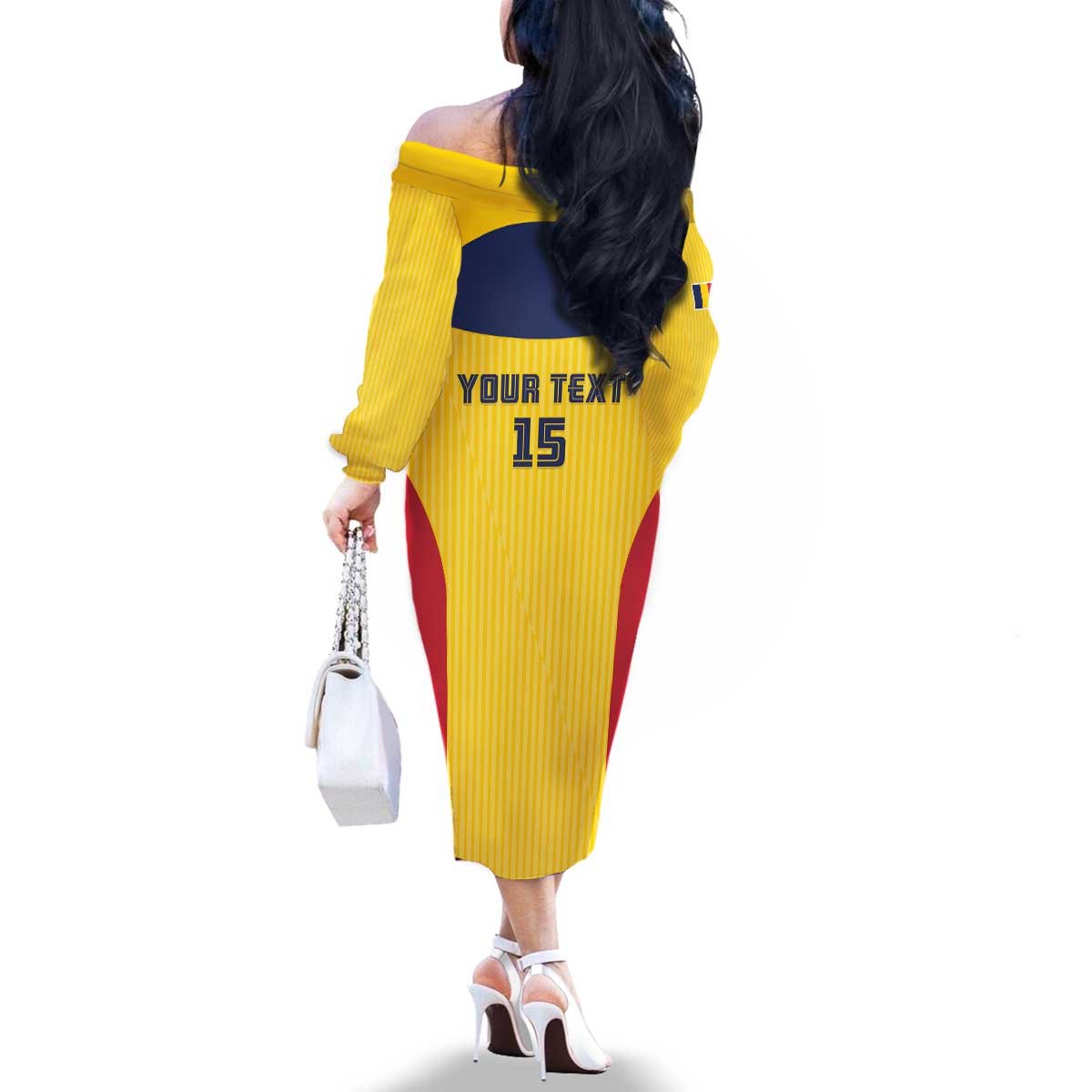 Custom Chad Football Family Matching Off The Shoulder Long Sleeve Dress and Hawaiian Shirt Allez Les Sao