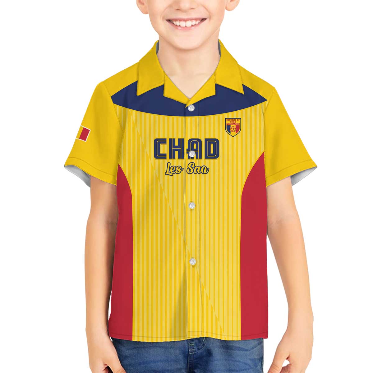 Custom Chad Football Family Matching Off The Shoulder Long Sleeve Dress and Hawaiian Shirt Allez Les Sao