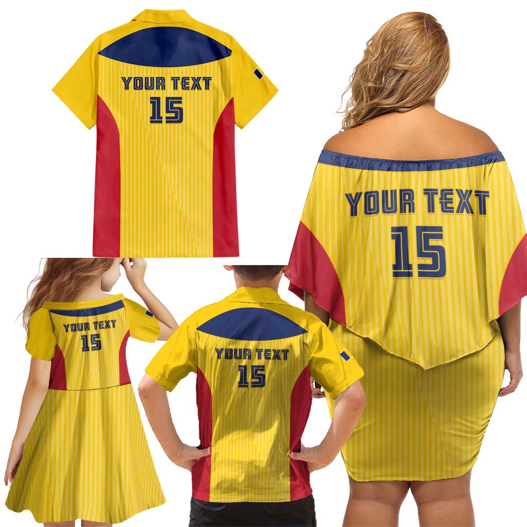 Custom Chad Football Family Matching Off Shoulder Short Dress and Hawaiian Shirt Allez Les Sao