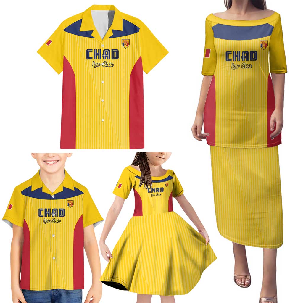 Custom Chad Football Family Matching Puletasi and Hawaiian Shirt Allez Les Sao