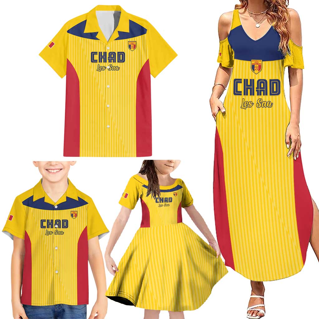 Custom Chad Football Family Matching Summer Maxi Dress and Hawaiian Shirt Allez Les Sao
