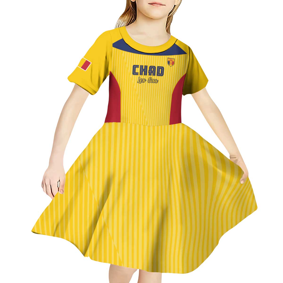 Custom Chad Football Kid Short Sleeve Dress Allez Les Sao