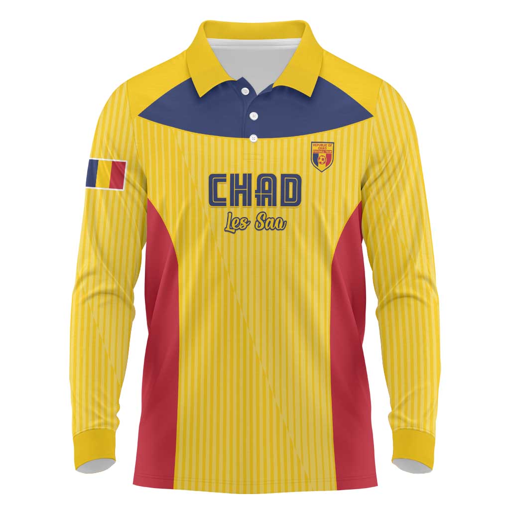 Custom Chad Football Long Sleeve Polo Shirt Allez Les Sao