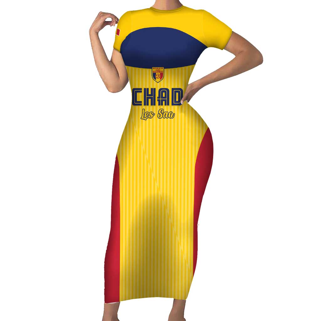 Custom Chad Football Short Sleeve Bodycon Dress Allez Les Sao