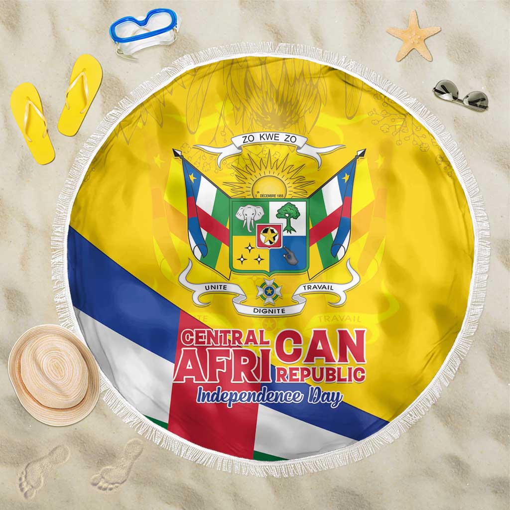 Central African Republic Independence Day Beach Blanket Coat Of Arms Proteas