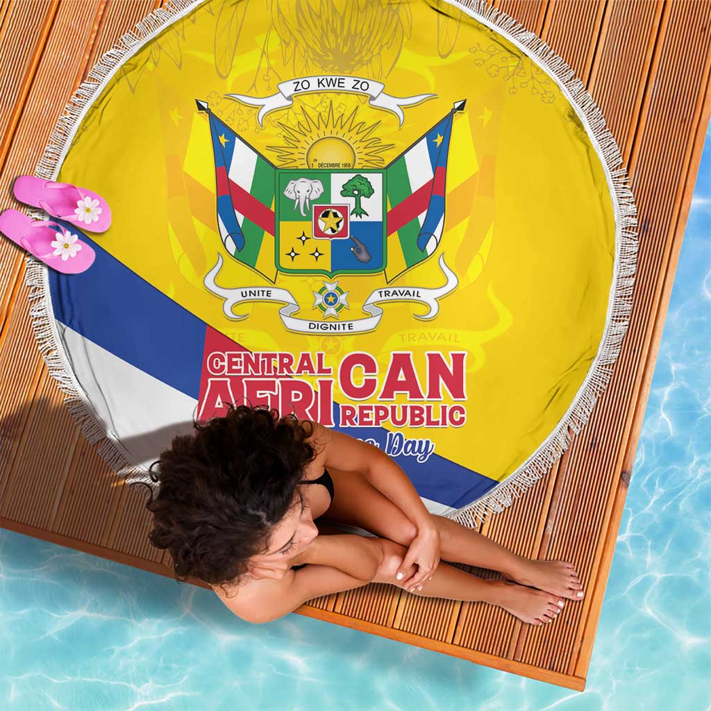 Central African Republic Independence Day Beach Blanket Coat Of Arms Proteas