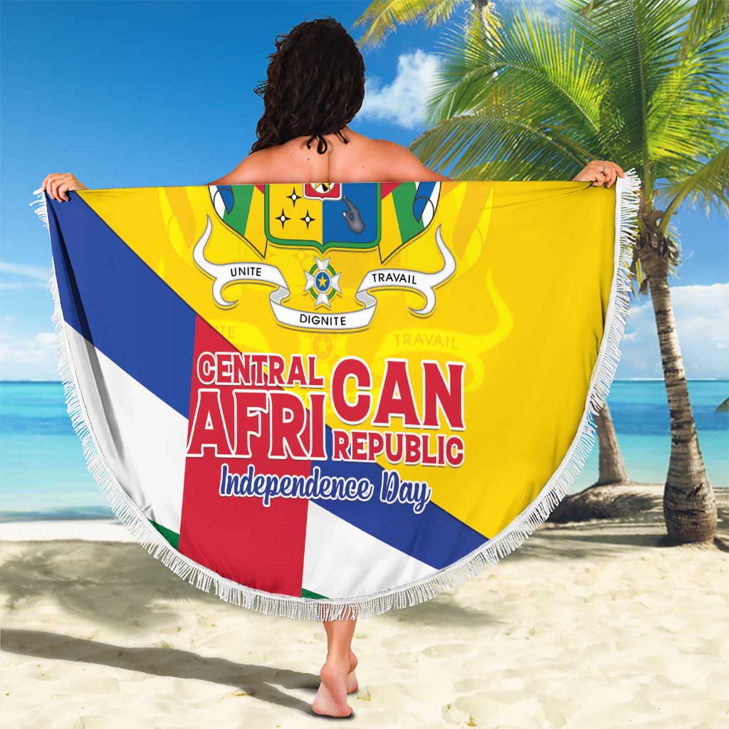 Central African Republic Independence Day Beach Blanket Coat Of Arms Proteas